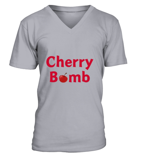 Cute vintage Cherry Bomb Design V-Neck T-shirt