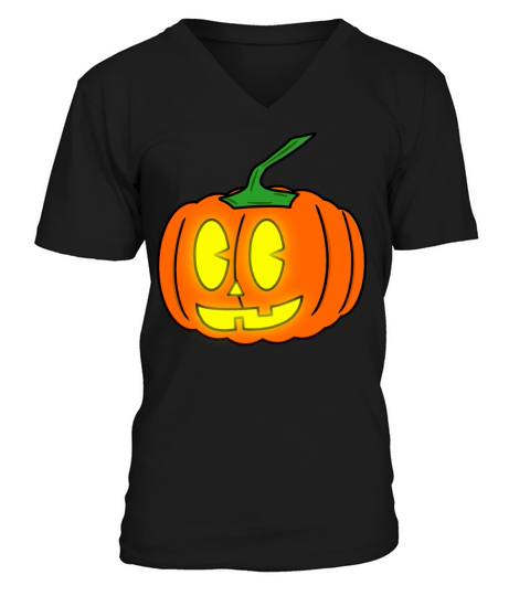 Pumpkin Head Funny Halloween Retro Cartoon V-Neck T-shirt