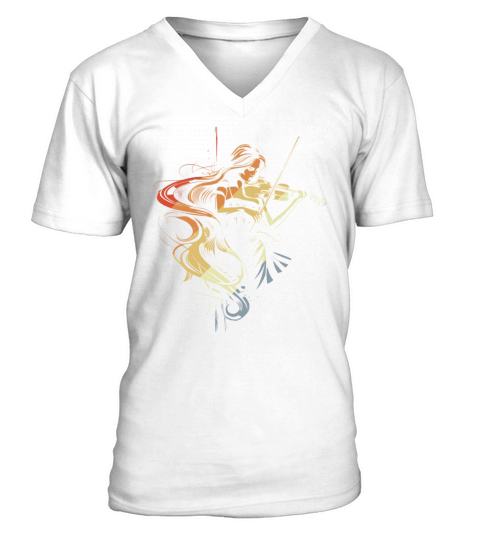 Vintage Violin Girl Sketch V-Neck T-shirt