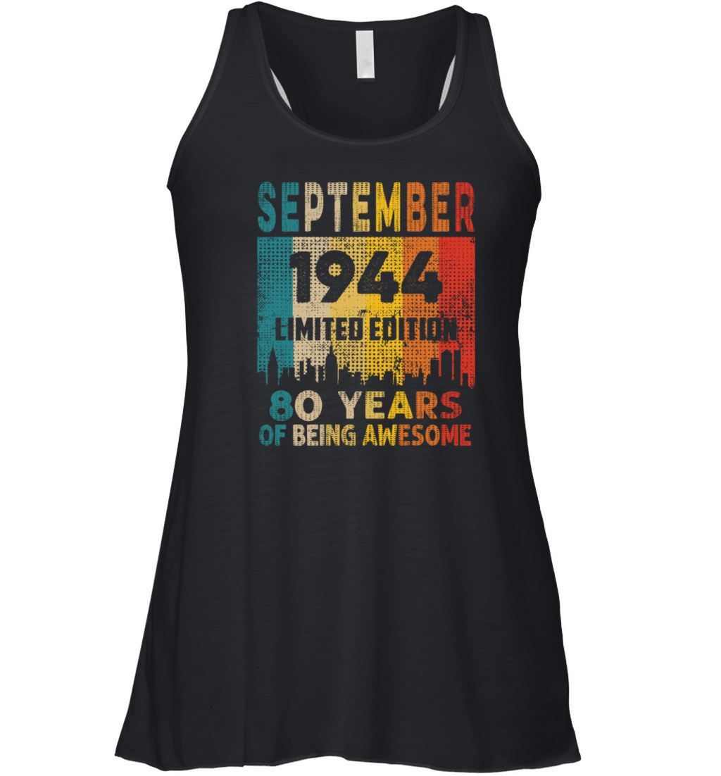 Born in SEPTEMBER 1944 Vintage 80th Birthday Gift Women's Flowy Tank Top