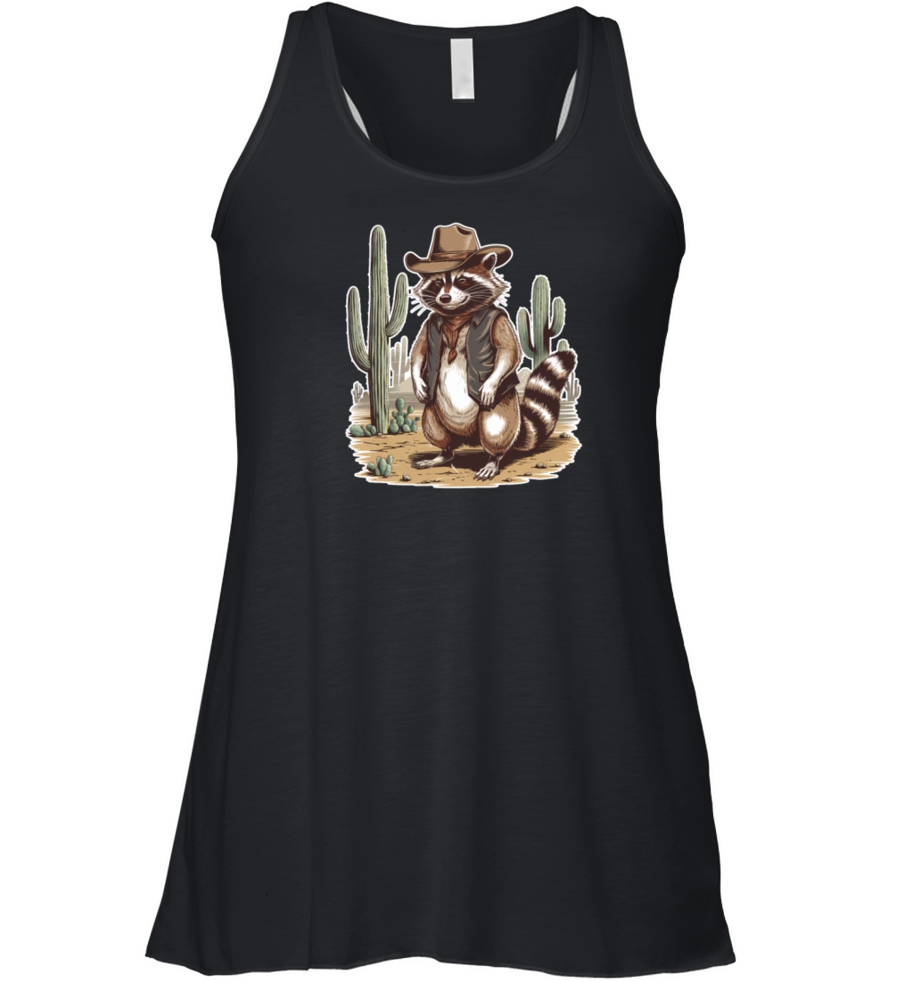 Vintage Racoon Cowboy Racoon Western Women's Flowy Tank Top
