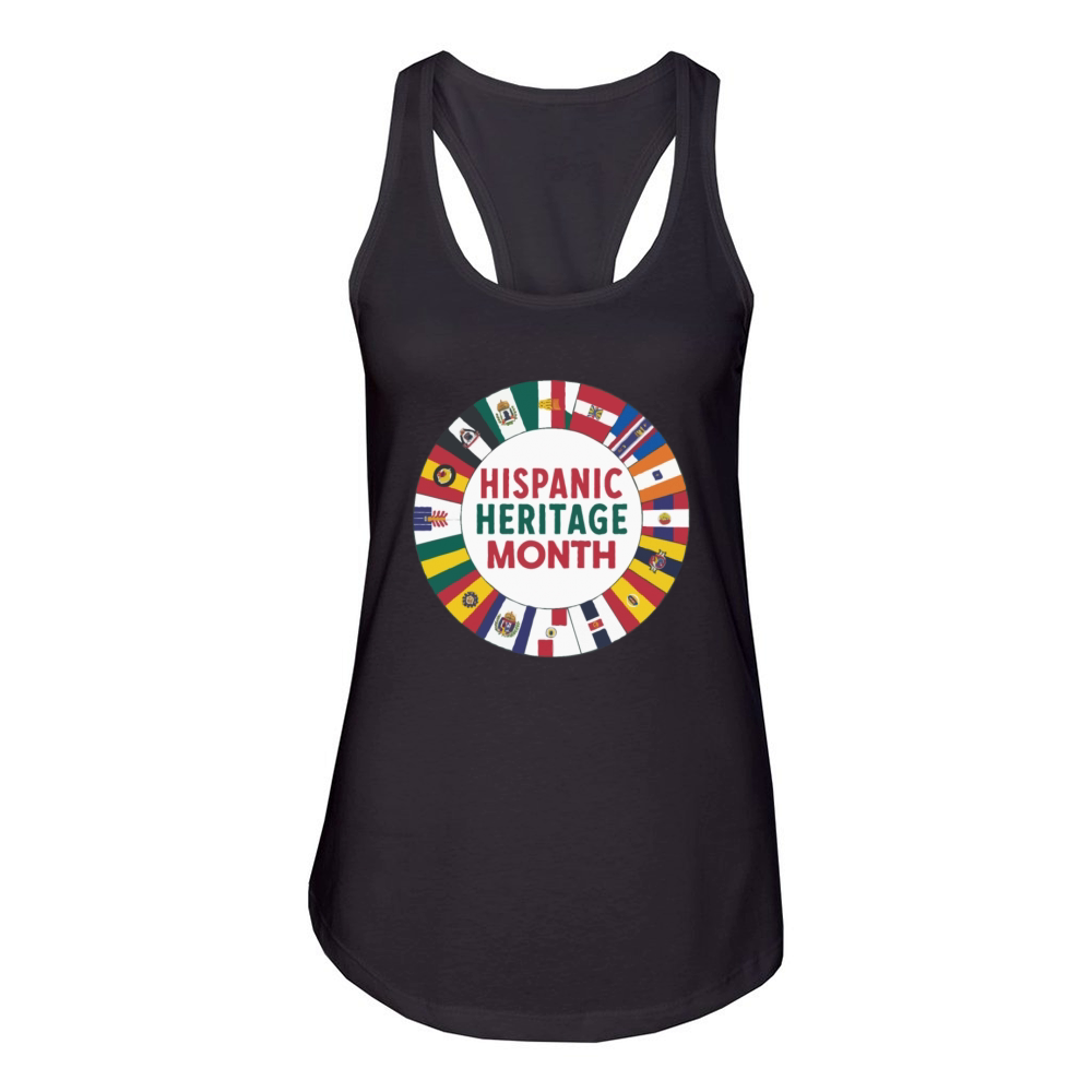 Hispanic Heritage Circle Unity of Flags T shirt Women's Racerback Tank