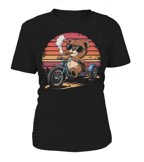 Teddy bear with sunglasses on tricycle with cigar Women's T-Shirt