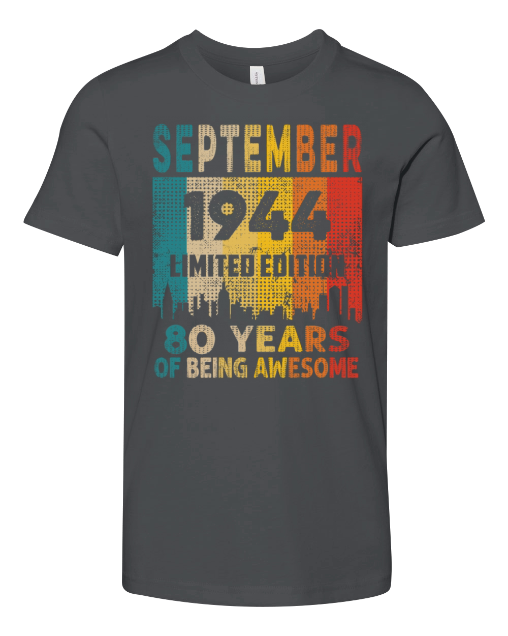 Born in SEPTEMBER 1944 Vintage 80th Birthday Gift Youth Unisex Jersey Tee