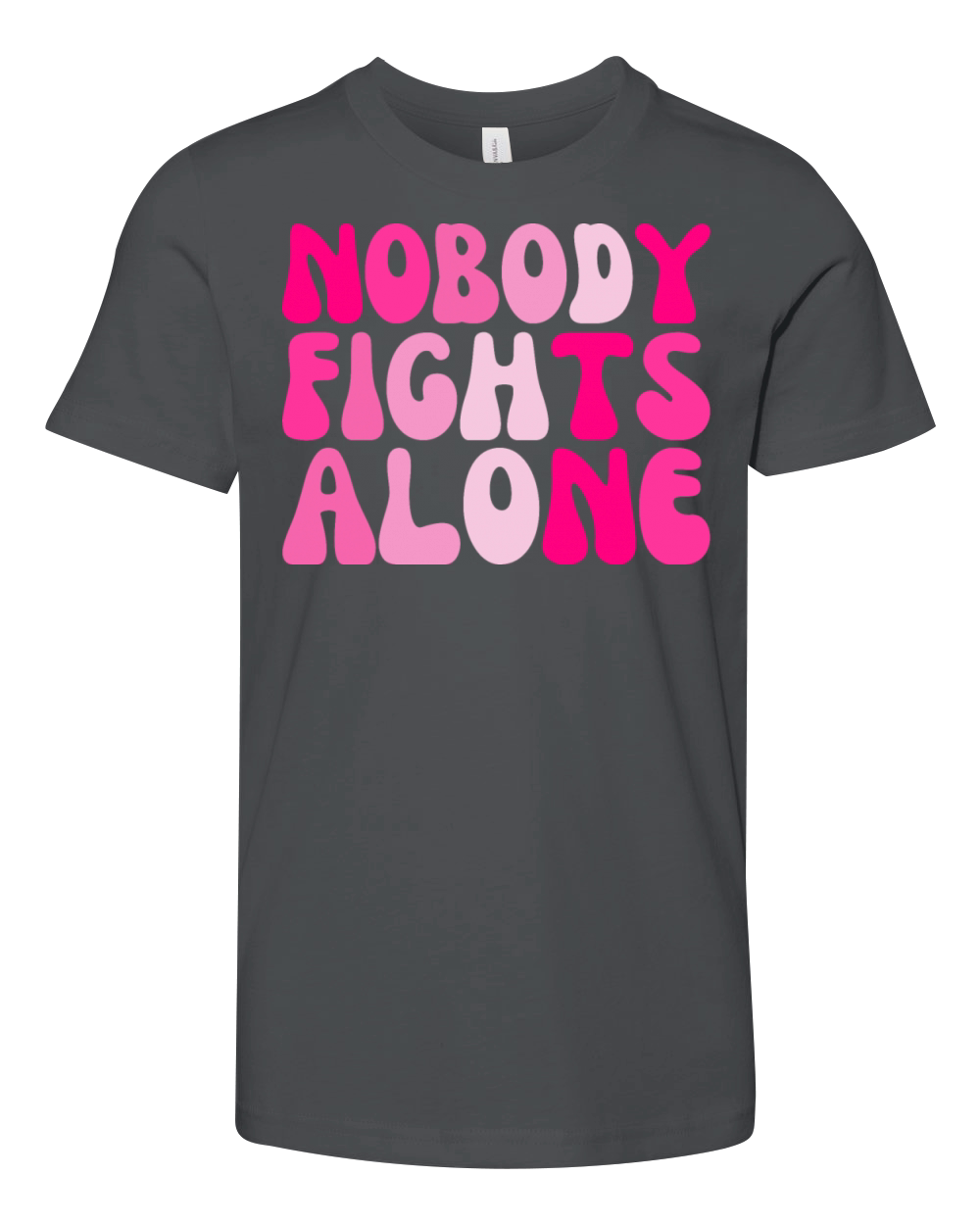 Pink Nobody Fights Alone Breast Cancer Support Youth Unisex Jersey Tee