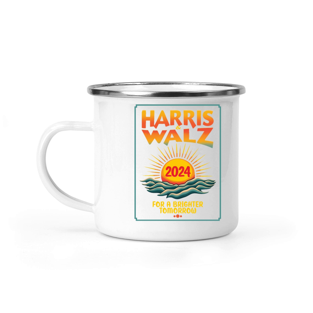 Harris Walz 2024 For a Brighter Tomorrow Retro Camping Mug