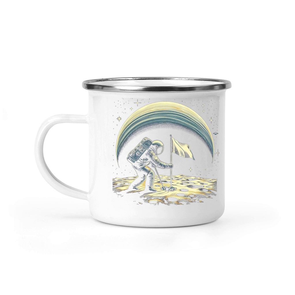 Retro Astronaut on Planet Space Adventure 2 Camping Mug