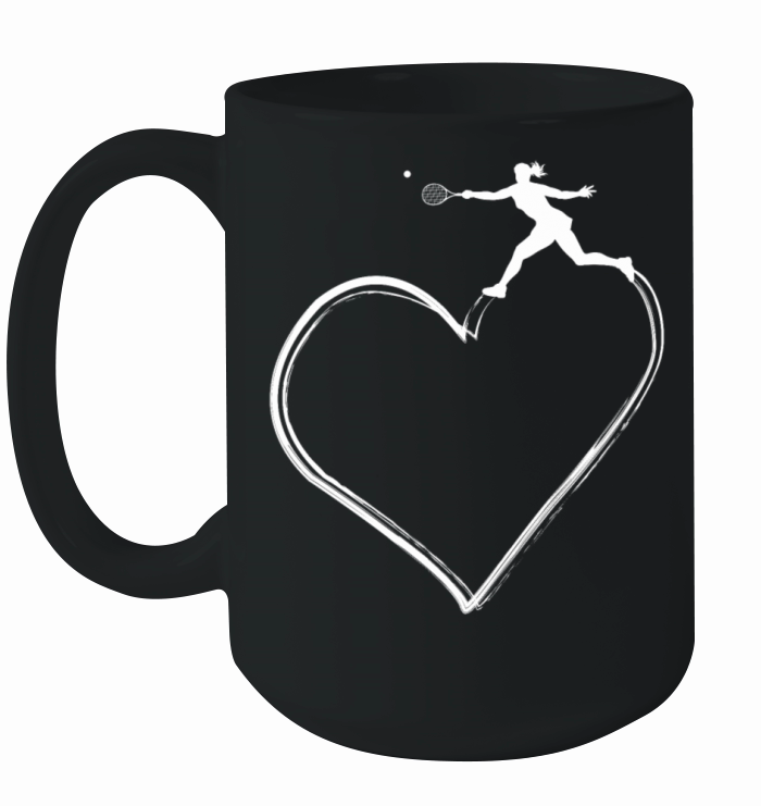 Funny Tennis Player Racket Heart Ceramic Mug