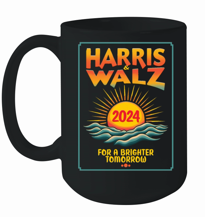 Harris Walz 2024 For a Brighter Tomorrow Retro Ceramic Mug