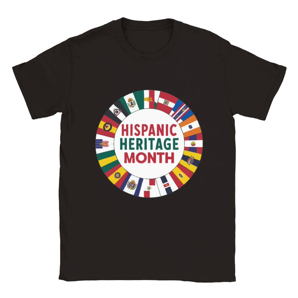 Hispanic Heritage Circle Unity of Flags T shirt Classic Kids Crewneck T-shirt