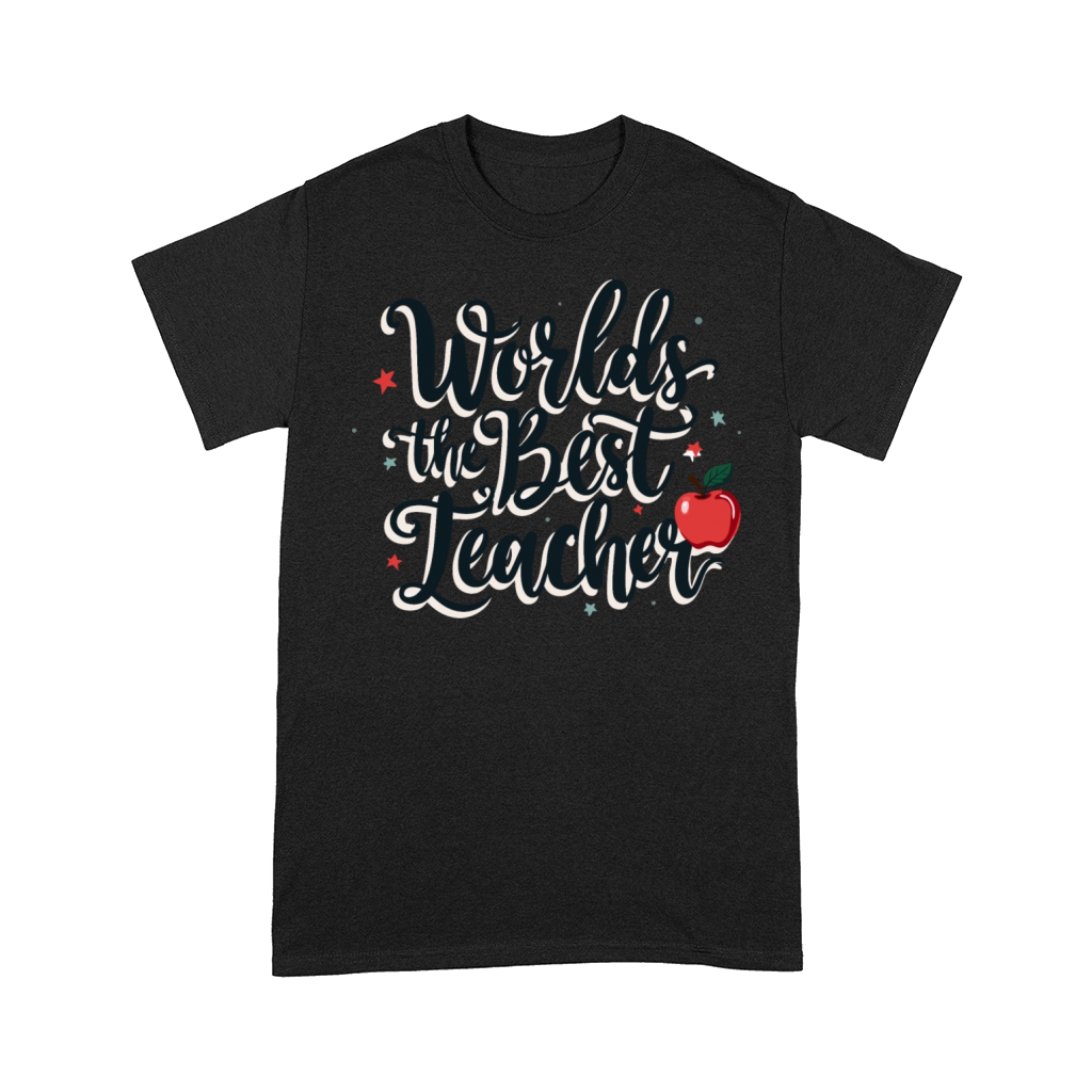 Worlds Best Teacher Hand-Lettered with Stars Comfort T-shirt