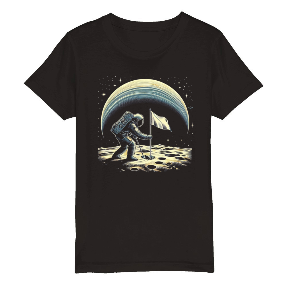 Retro Astronaut on Planet Space Adventure 2 Organic Kids Crewneck T-shirt