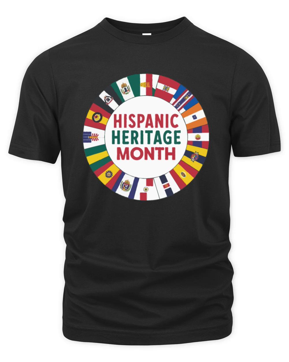 Hispanic Heritage Circle Unity of Flags T shirt Organic Unisex T-shirt