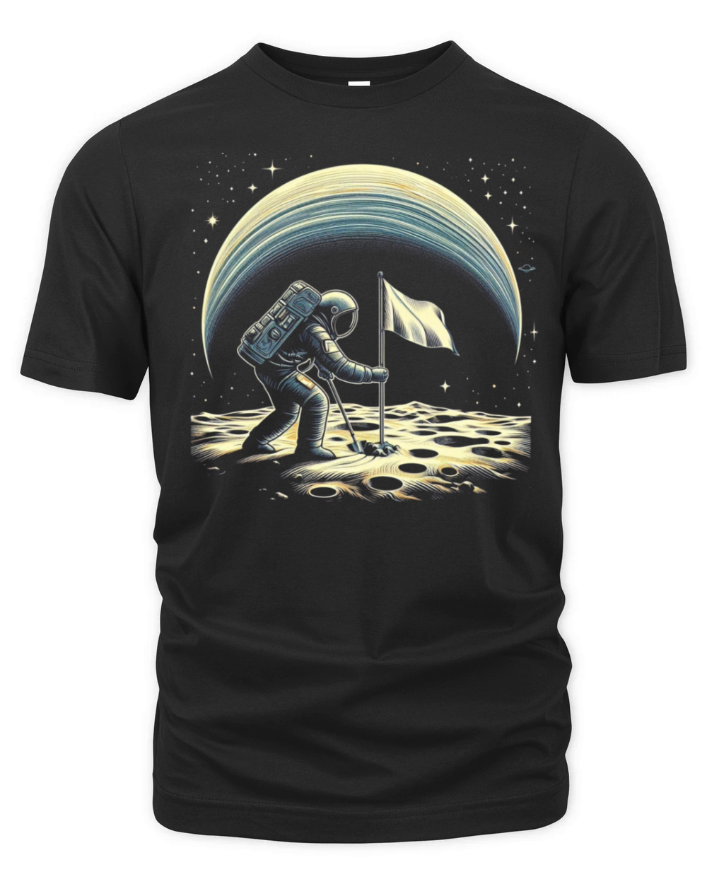 Retro Astronaut on Planet Space Adventure 2 Organic Unisex T-shirt