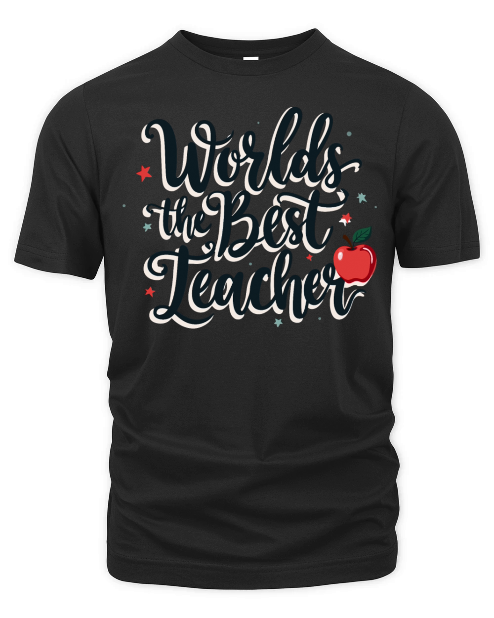Worlds Best Teacher Hand-Lettered with Stars Organic Unisex T-shirt