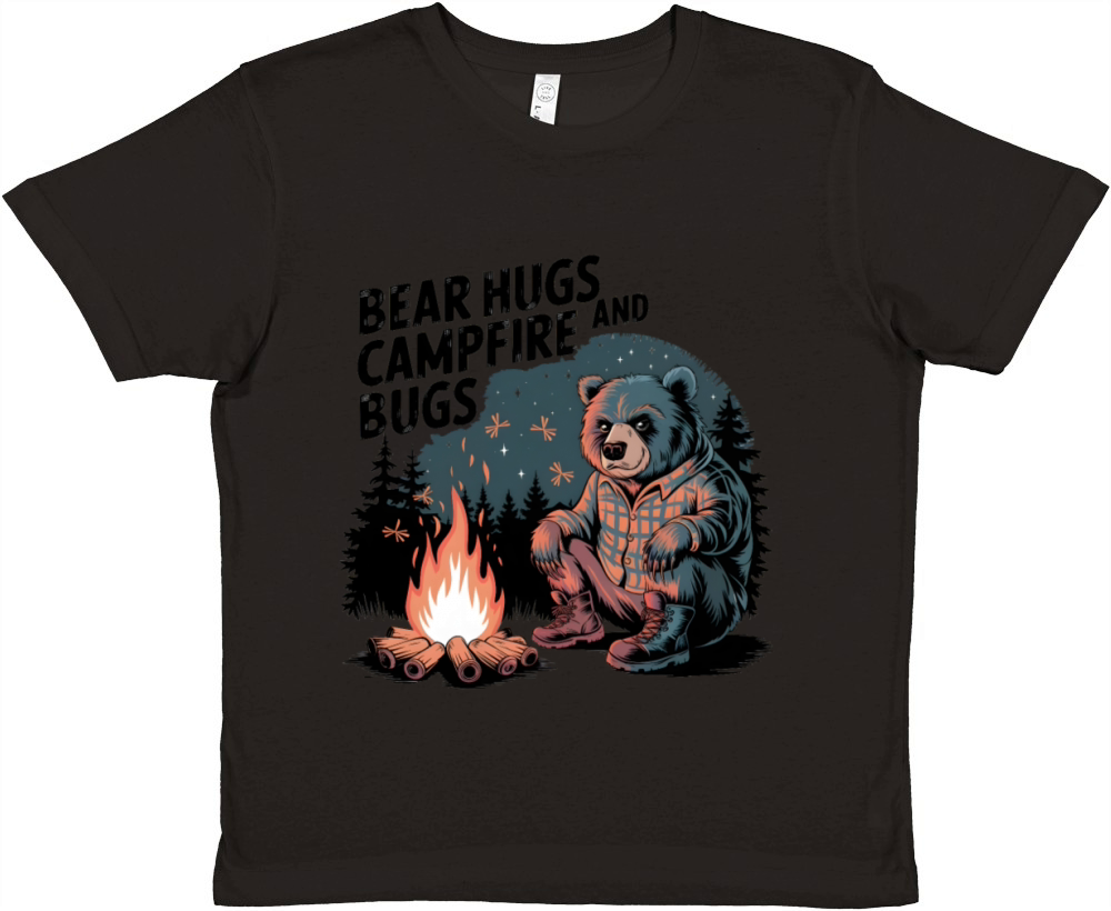 Camping Animal Bear Funny T-shirt Design Premium Kids Crewneck T-shirt