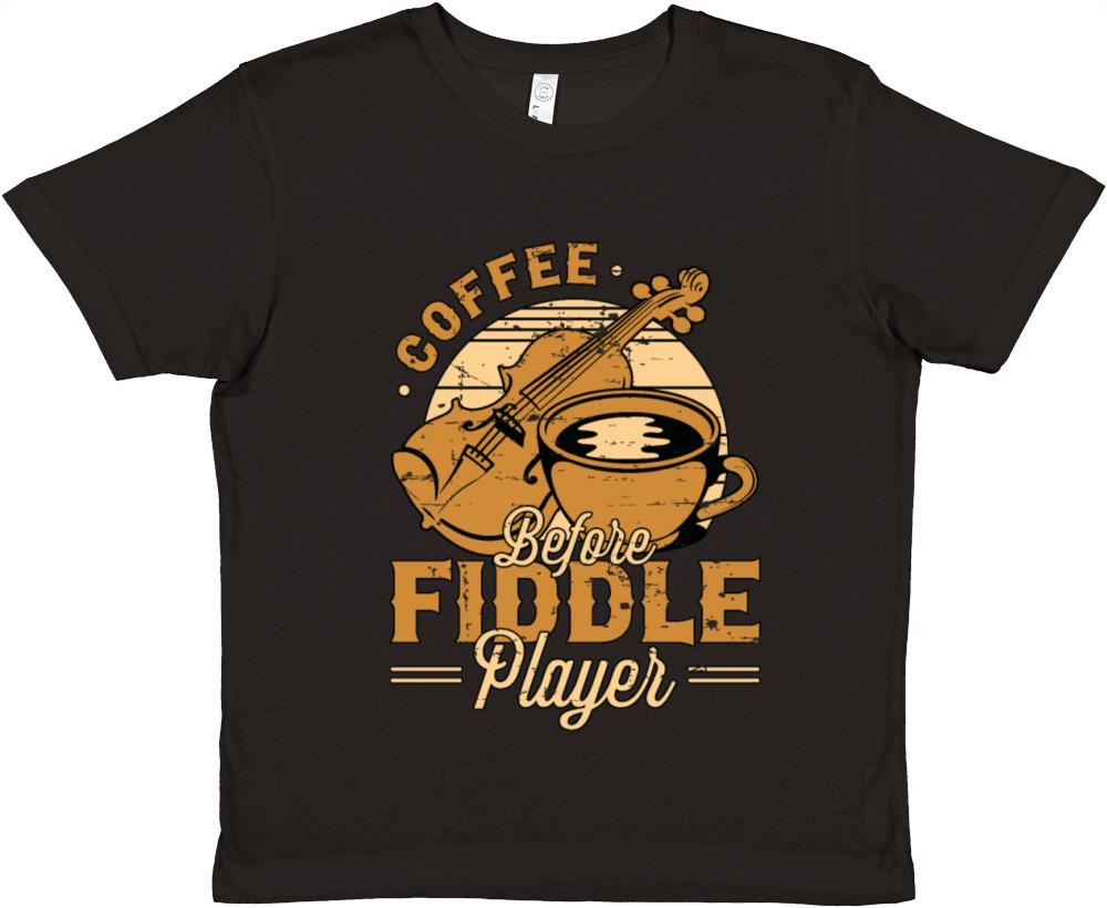 Fiddle Player Coffee Before Violinist Coffee Lover Premium Kids Crewneck T-shirt
