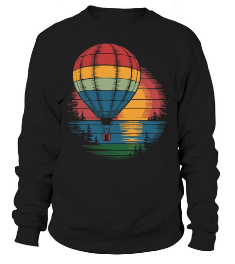 Hot Air Balloon Retro Sunset Adventure Sweatshirt Unisex