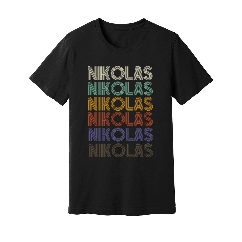 NIKOLAS First Name Retro Pattern Vintage Stylet Unisex Jersey Tee
