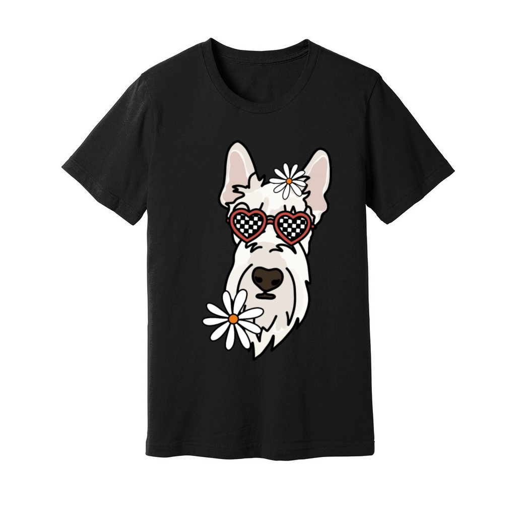 Scottish Terrier White Retro Dog Unisex Jersey Tee