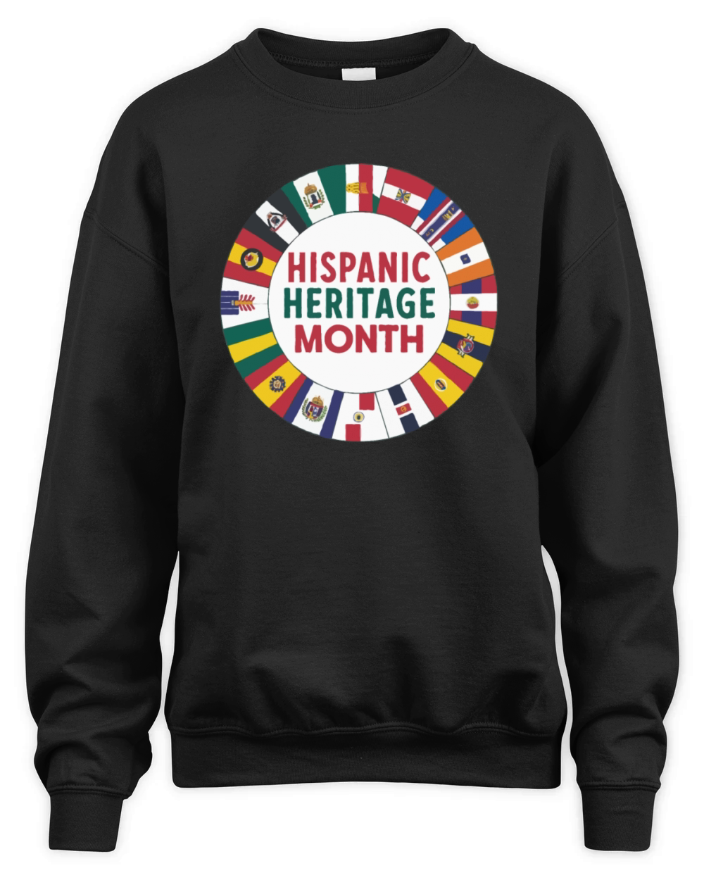 Hispanic Heritage Circle Unity of Flags T shirt Unisex Premium Crewneck Sweatshirt