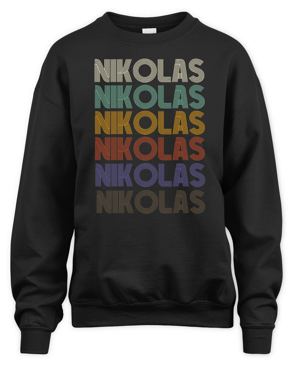 NIKOLAS First Name Retro Pattern Vintage Stylet Unisex Premium Crewneck Sweatshirt