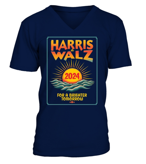 Harris Walz 2024 For a Brighter Tomorrow Retro V-Neck T-shirt