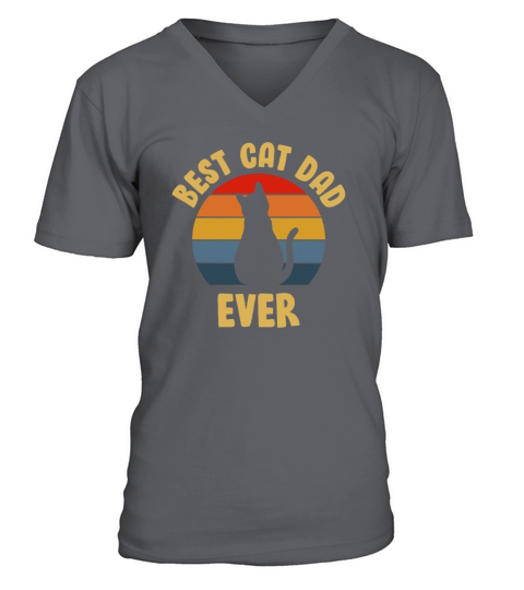 Vintage Best Cat Dad Ever Bump Funny V-Neck T-shirt