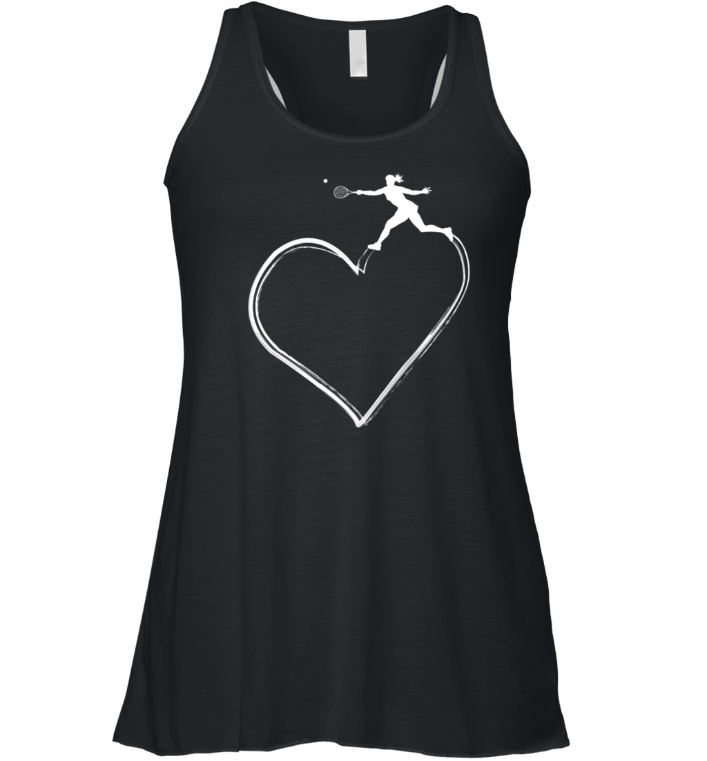 Funny Tennis Player Racket Heart Women's Flowy Tank Top