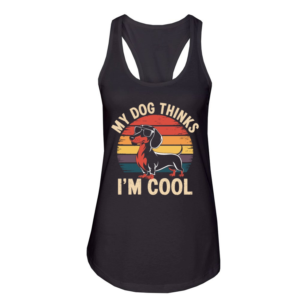 Dachshund My Dog Thinks Im Cool Women's Racerback Tank