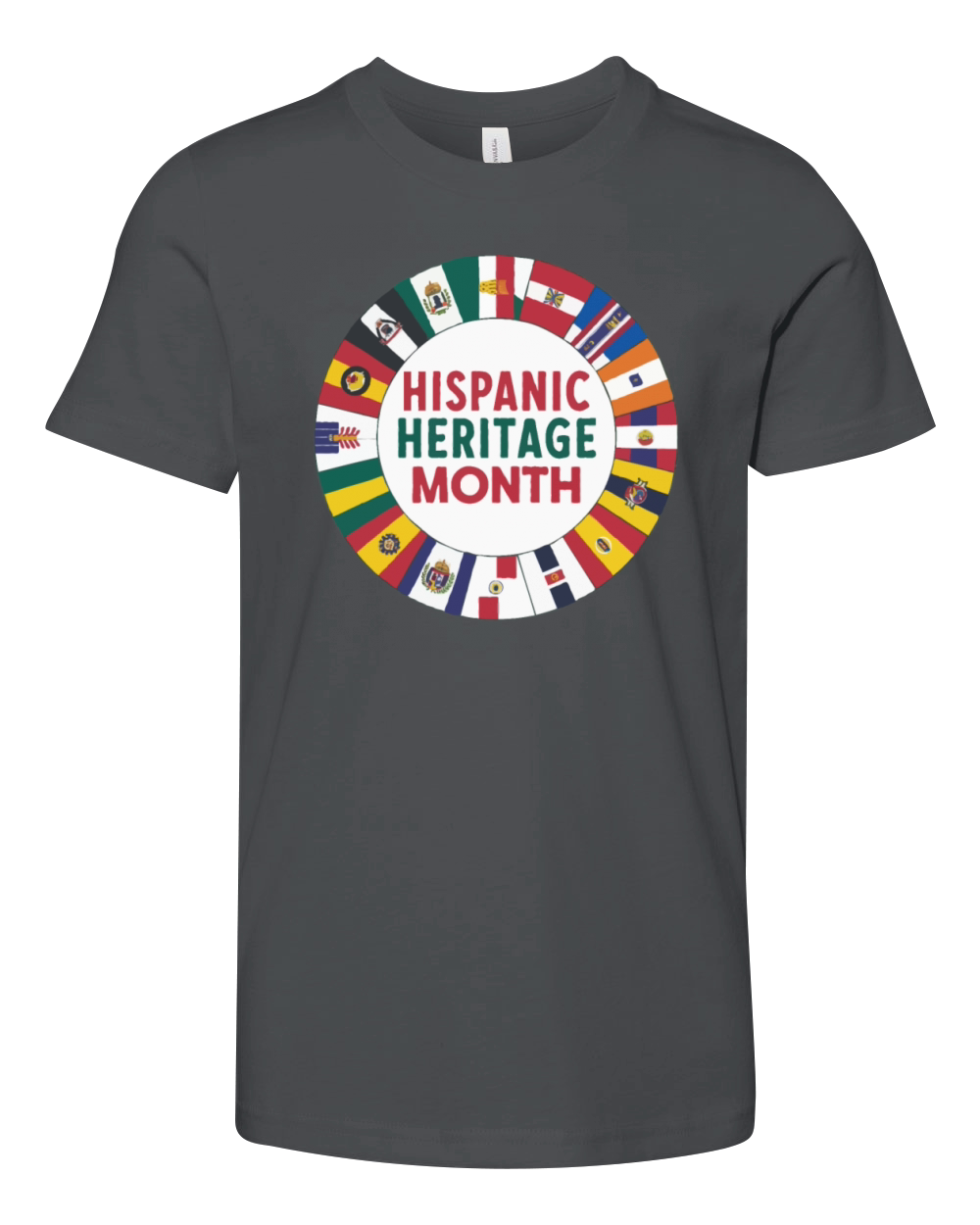 Hispanic Heritage Circle Unity of Flags T shirt Youth Unisex Jersey Tee