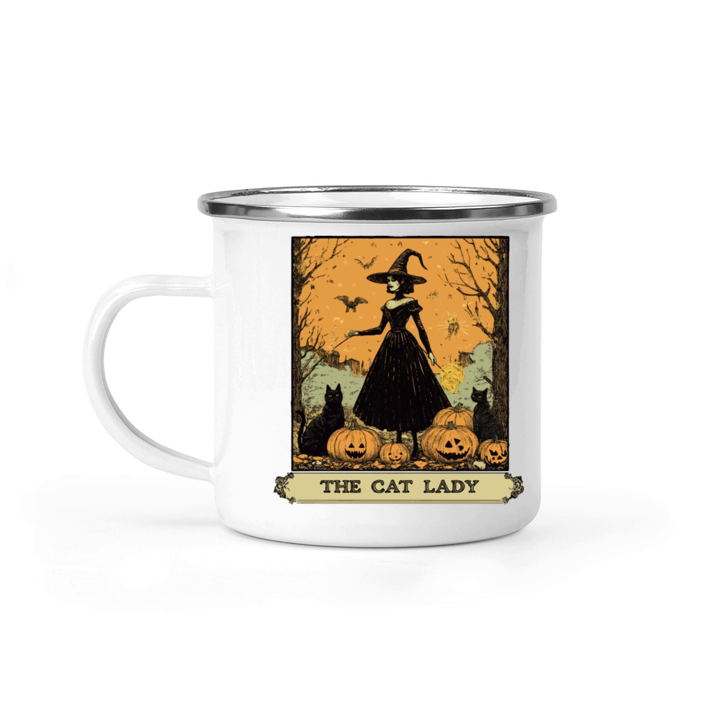 Vintage Halloween Witch with pumpkin Poster design Camping Mug