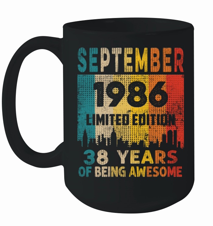 Born in SEPTEMBER 1986 Vintage 38th Birthday Gift Ceramic Mug