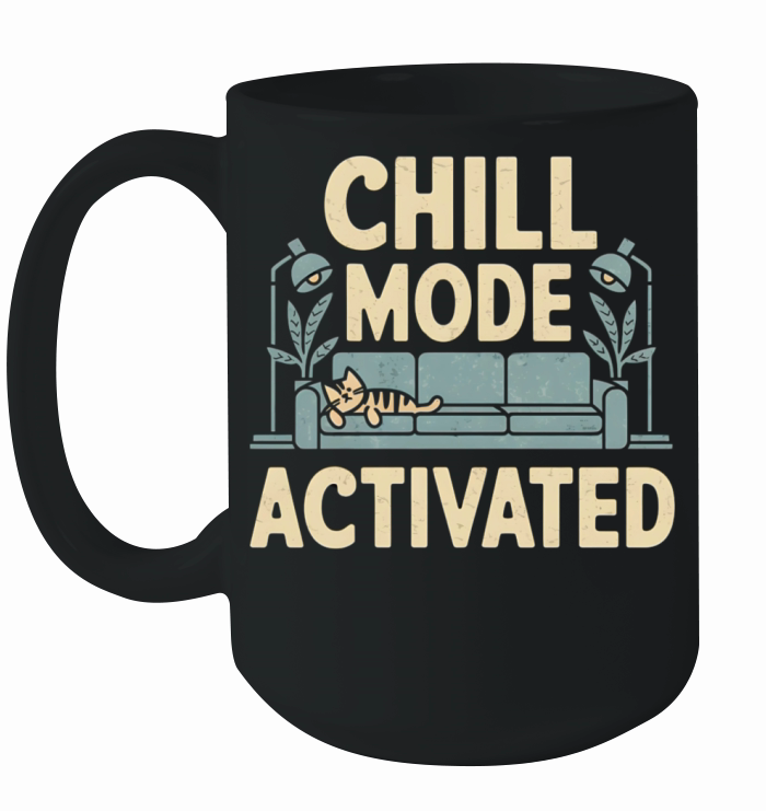 Chill Mode Activated Funny Cat Relaxation Vintage Ceramic Mug