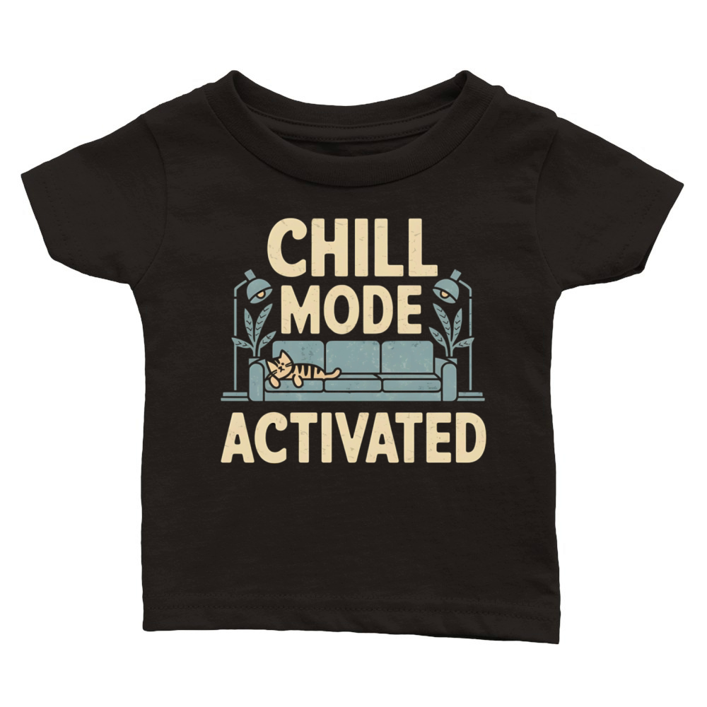 Chill Mode Activated Funny Cat Relaxation Vintage Classic Baby Crewneck T-shirt