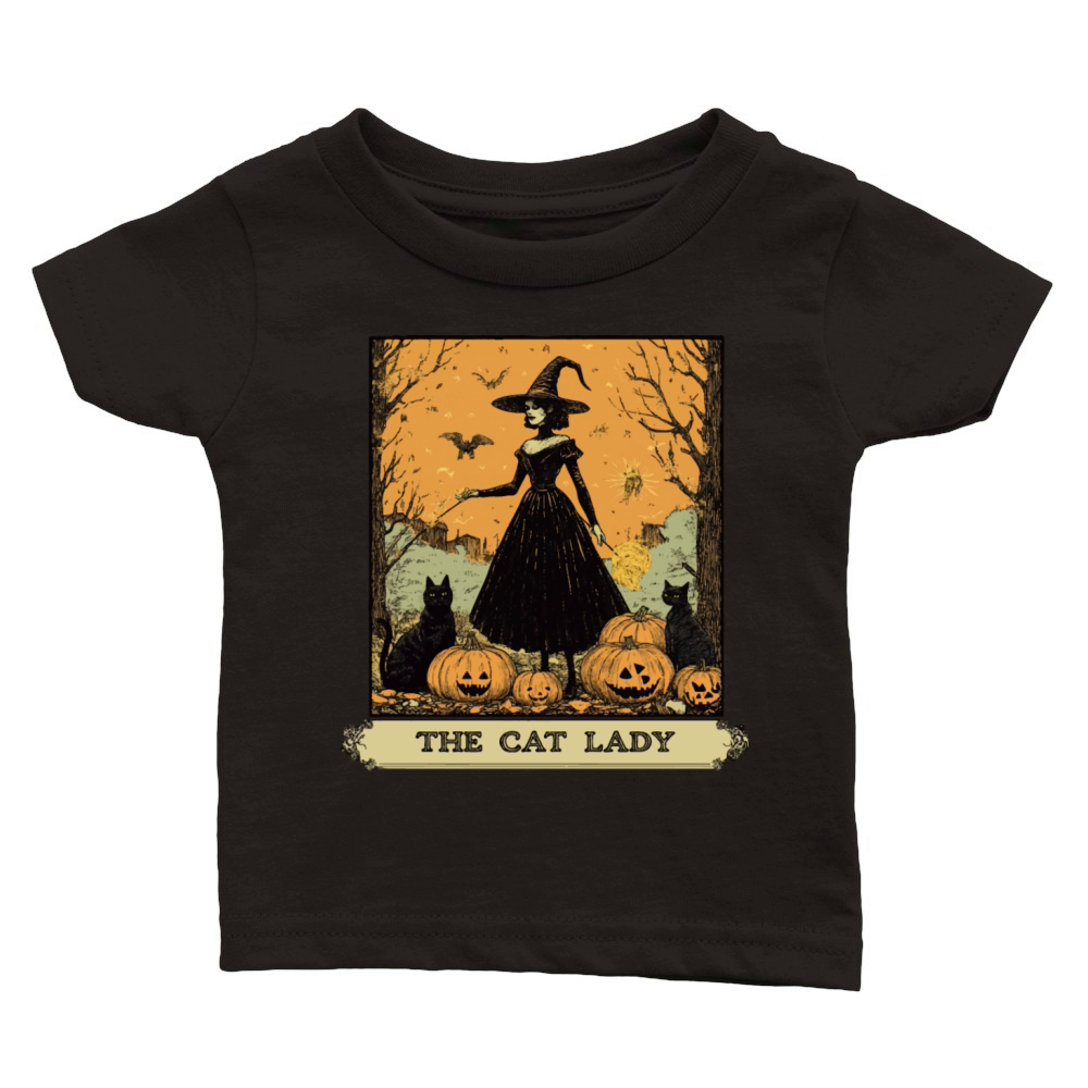 Vintage Halloween Witch with pumpkin Poster design Classic Baby Crewneck T-shirt