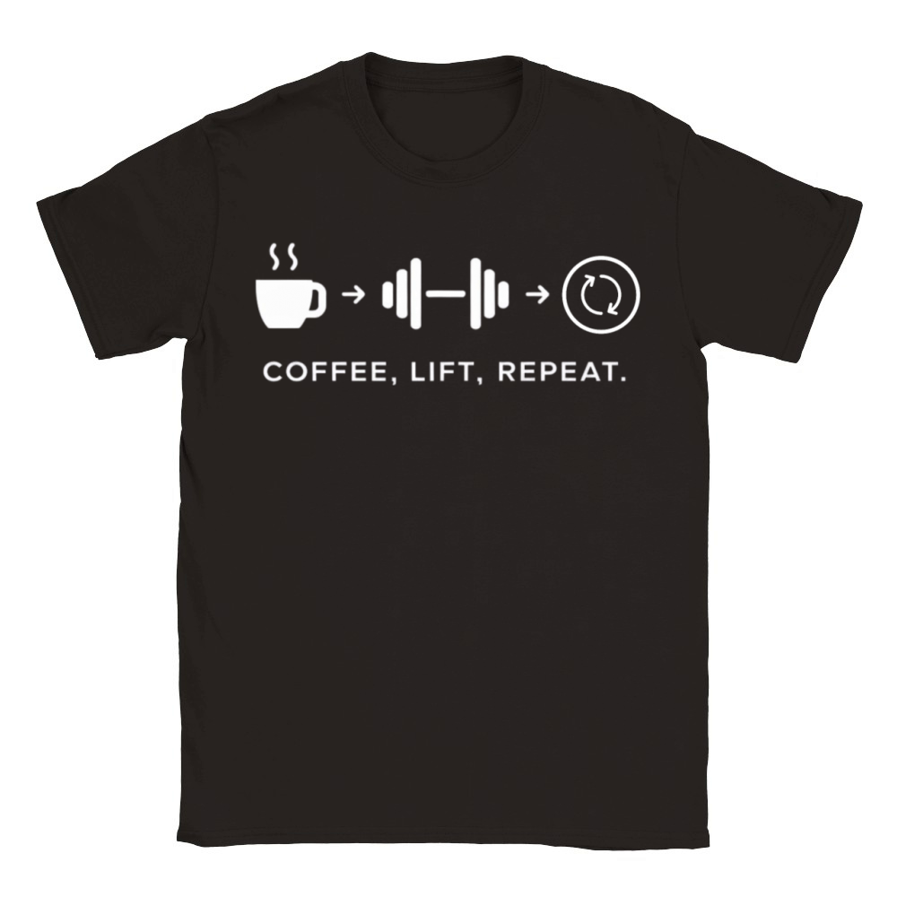 Coffee Lift Repeat Motivational - Funny Gym Classic Kids Crewneck T-shirt