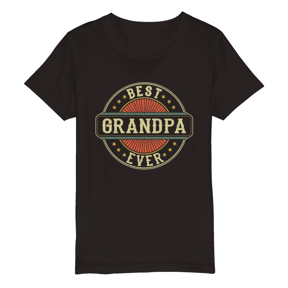 Best Grandpa Ever Retro Vintage Grandfather Organic Kids Crewneck T-shirt