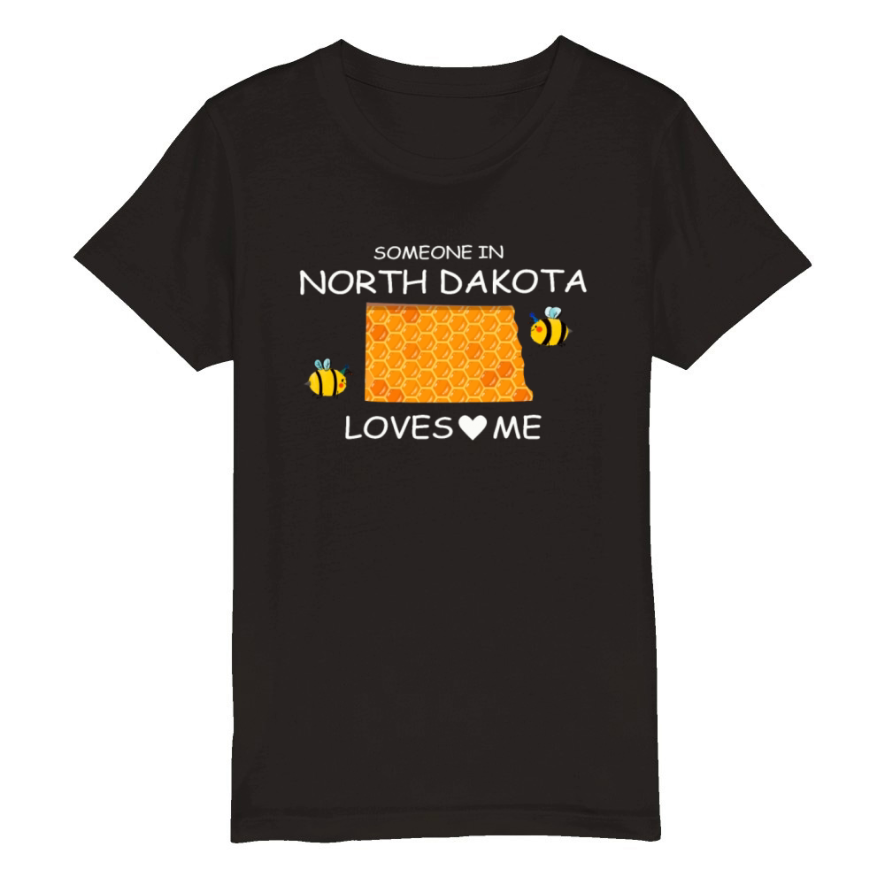 Someone In North Dakota Loves Me Organic Kids Crewneck T-shirt