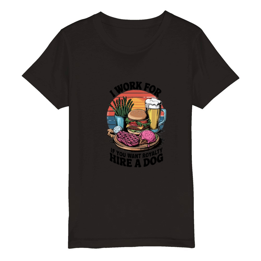 Vintage Steak and Burger T Shirt Graphic Organic Kids Crewneck T-shirt