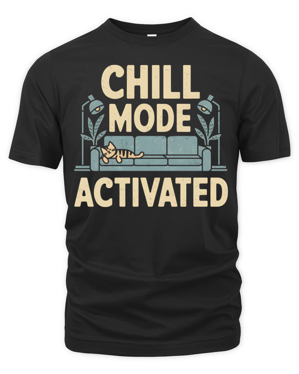 Chill Mode Activated Funny Cat Relaxation Vintage Organic Unisex T-shirt