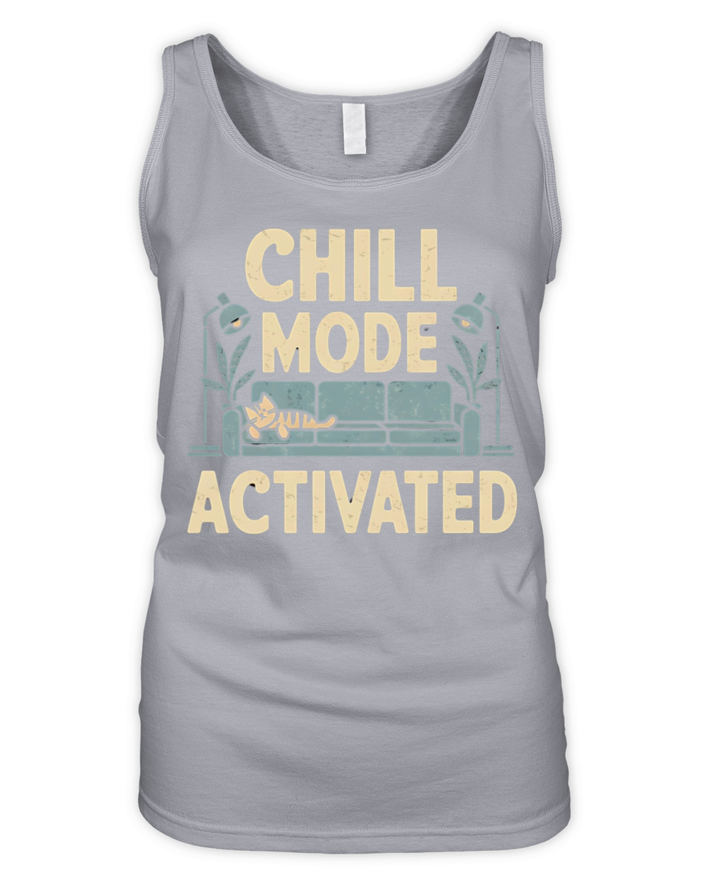 Chill Mode Activated Funny Cat Relaxation Vintage Organic Women's Tank Top