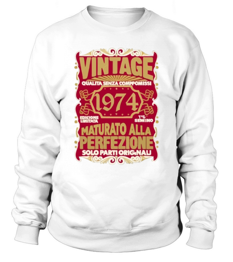 50 Compleanno 50 Uomo Anni Retro Vintage 1974 Reg Sweatshirt Unisex