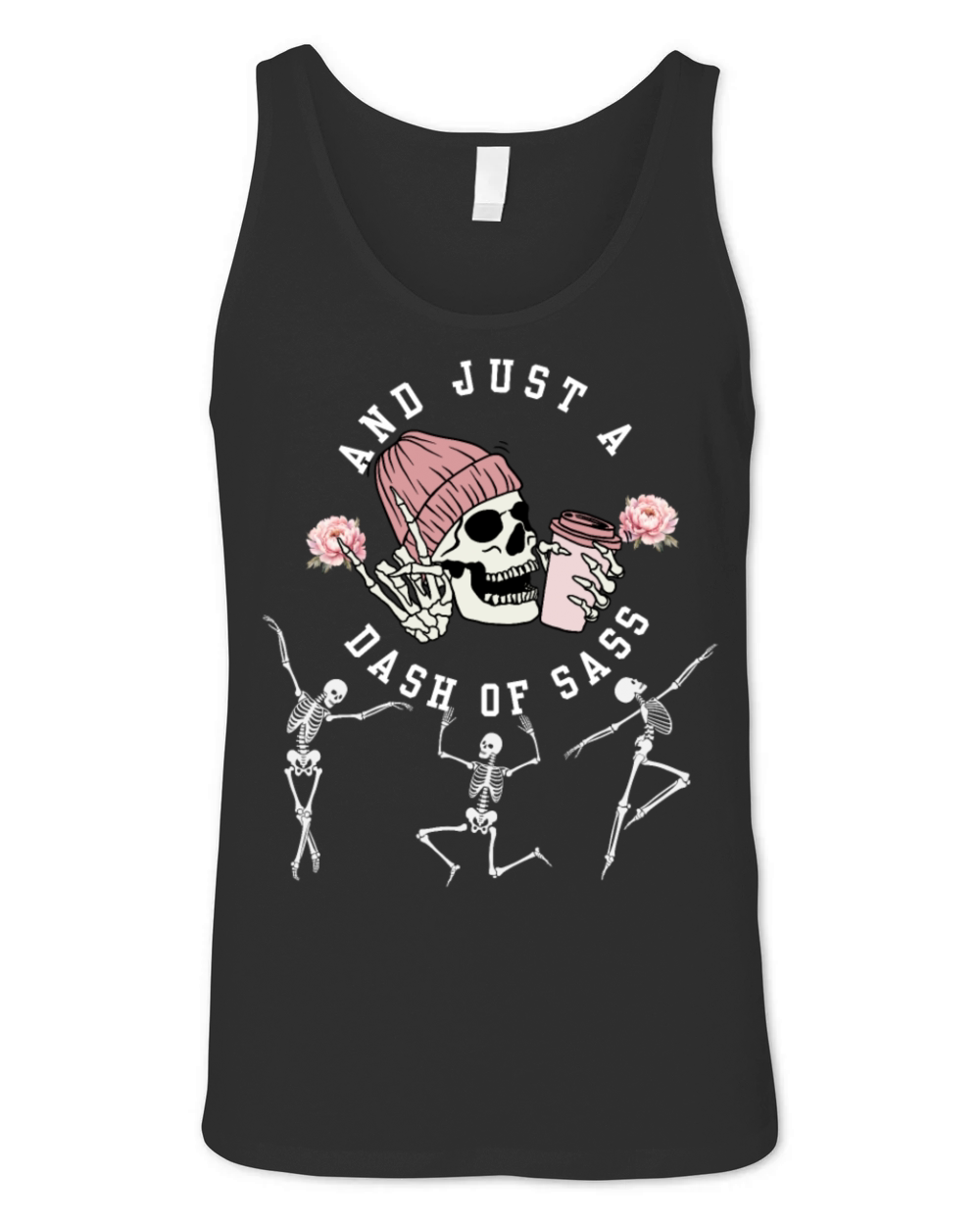 and just a dash of sass Dancing Skeleton Halloween Unisex Jersey Tank