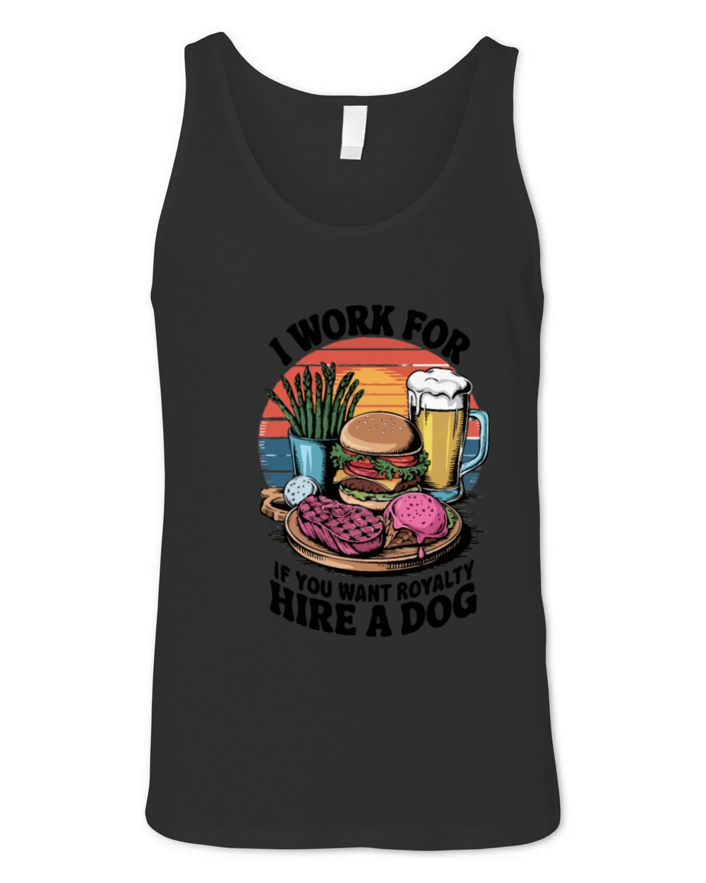 Vintage Steak and Burger T Shirt Graphic Unisex Jersey Tank