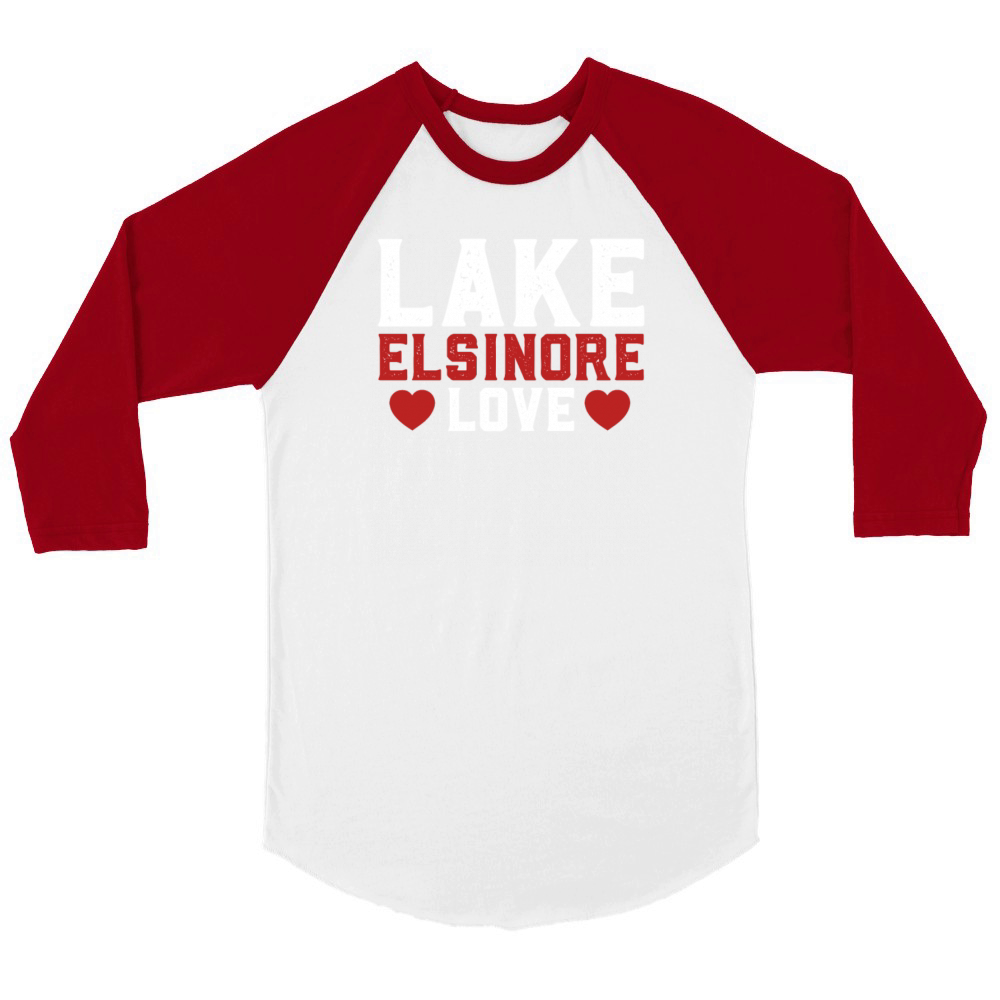 LAKE ELSINORE LOVE California Fan Lake Elsinore Unisex ¾ sleeve Raglan T-shirt
