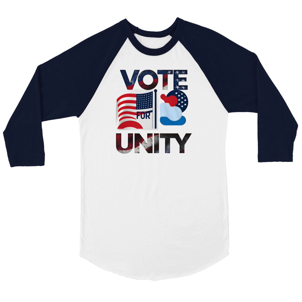 Vote for Unity Unisex ¾ sleeve Raglan T-shirt