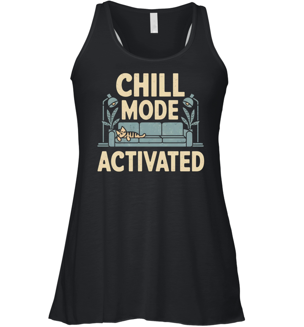 Chill Mode Activated Funny Cat Relaxation Vintage Women's Flowy Tank Top