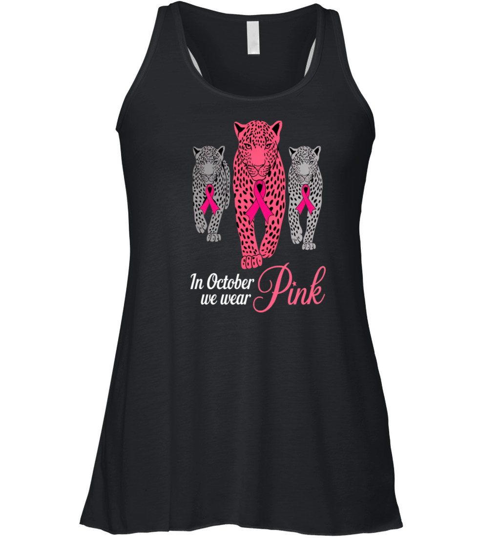 Leopard Cats Wearing PInk Ribbons Women's Flowy Tank Top