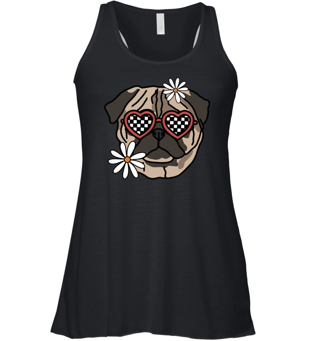 Pug retro Dog Women's Flowy Tank Top